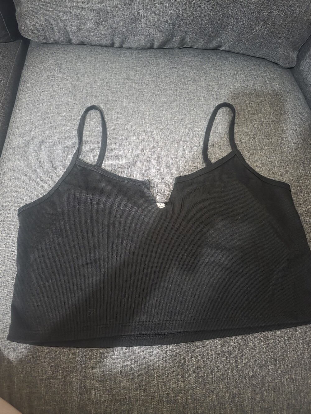 Ardene Black Ribbed V-Notch Cami